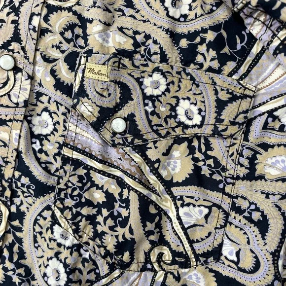 Larry Mahan Shirt Mens M Paisley Blue Pearl Snap Cowboy Collection - Picture 5 of 12